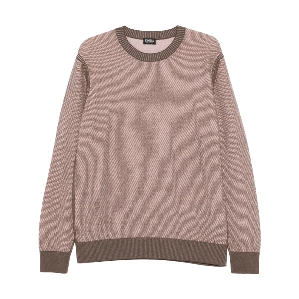 Zegna Men's Pink Round-Neck Knitwear, 2XL, Pullover