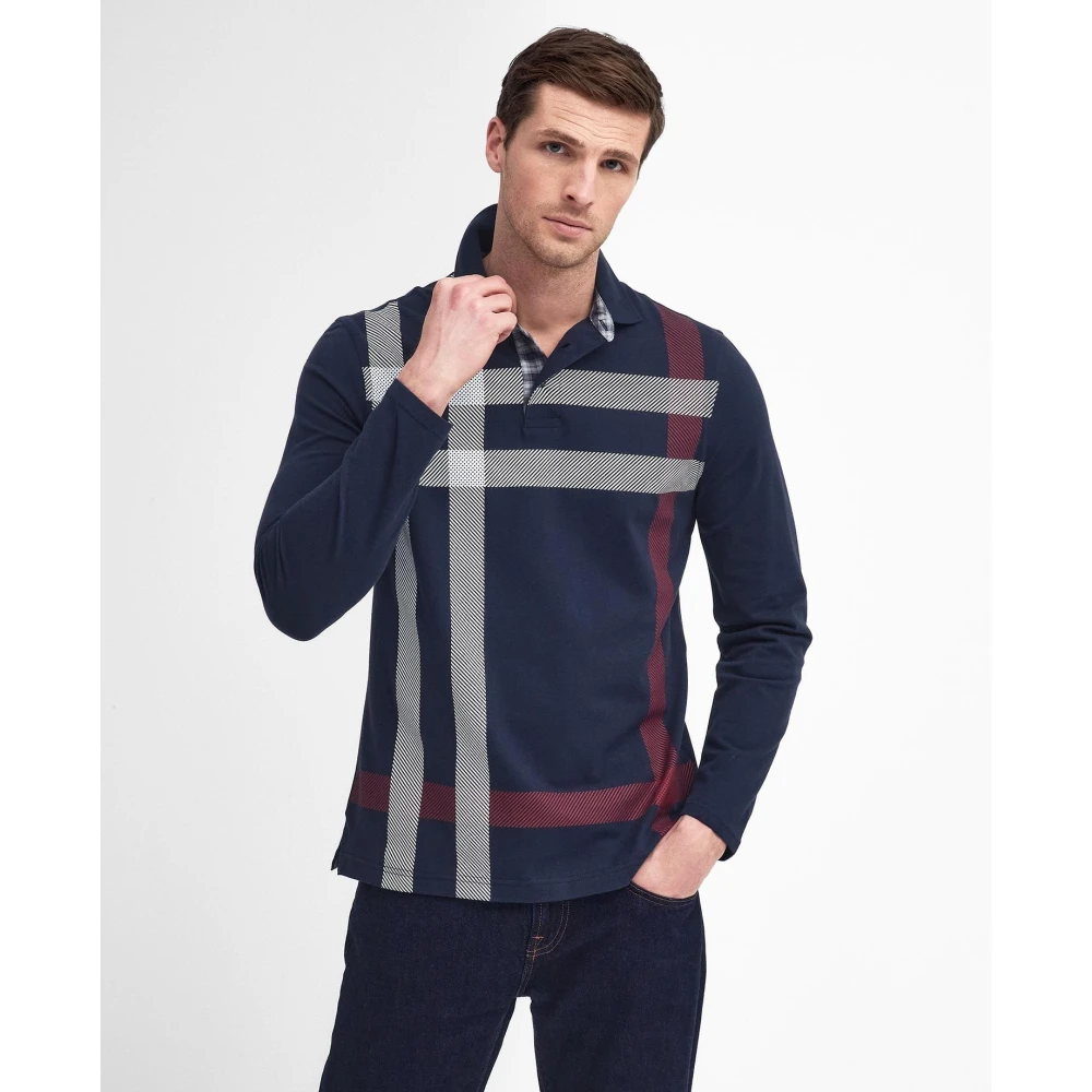 Barbour Tartan Poloshirt met Lange Mouwen Blue Heren