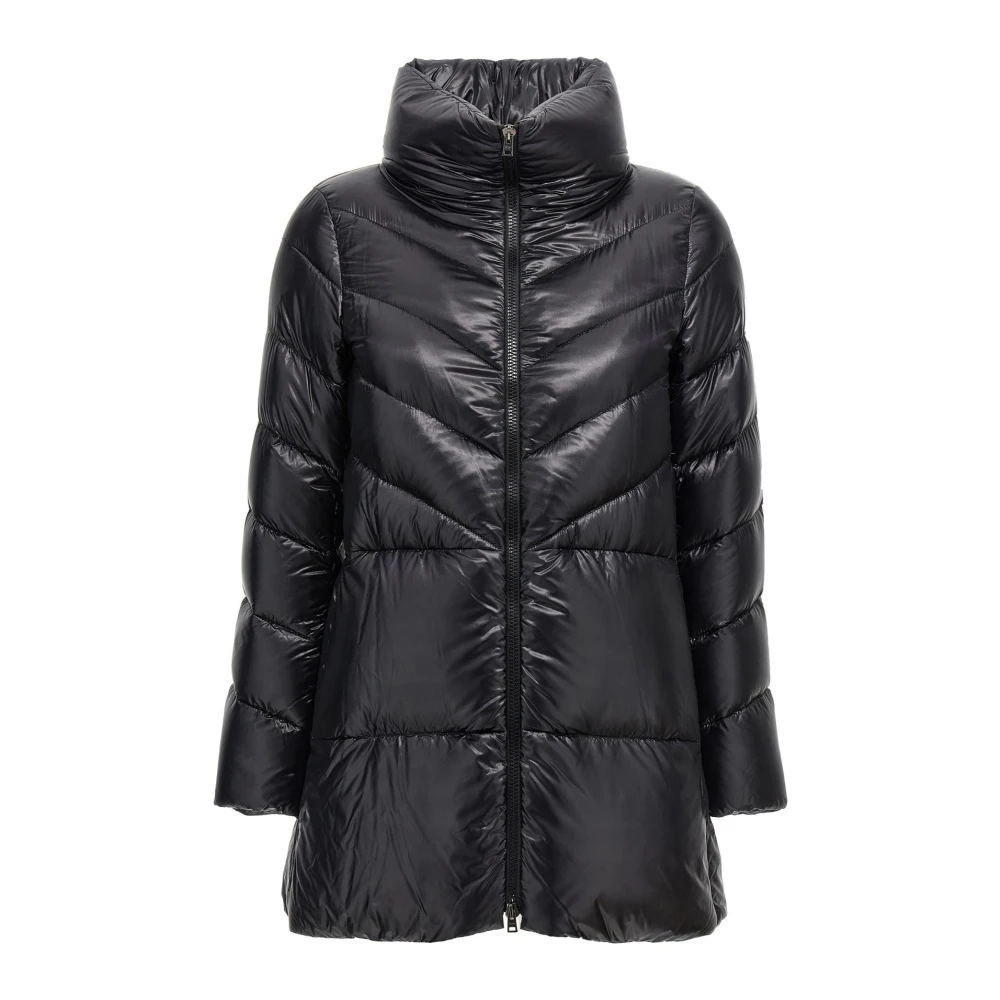 Herno Zwarte Piumino A-shape Nylon Jas Black Dames