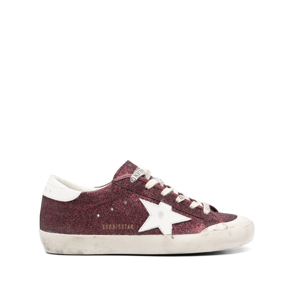 Golden Goose Women's Red Lace-Up Trainers With Star Patch