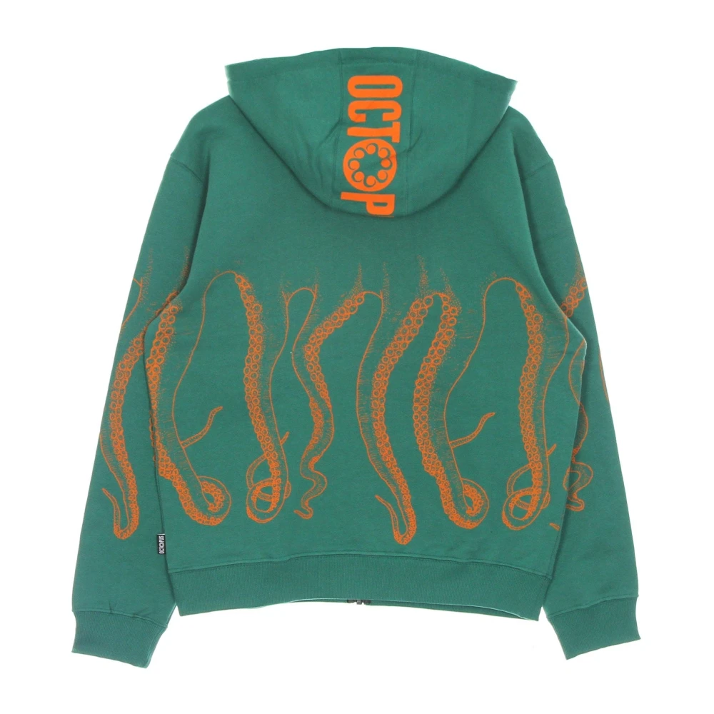 Octopus Groene Zip Hoodie met Tentakel Print Green Heren