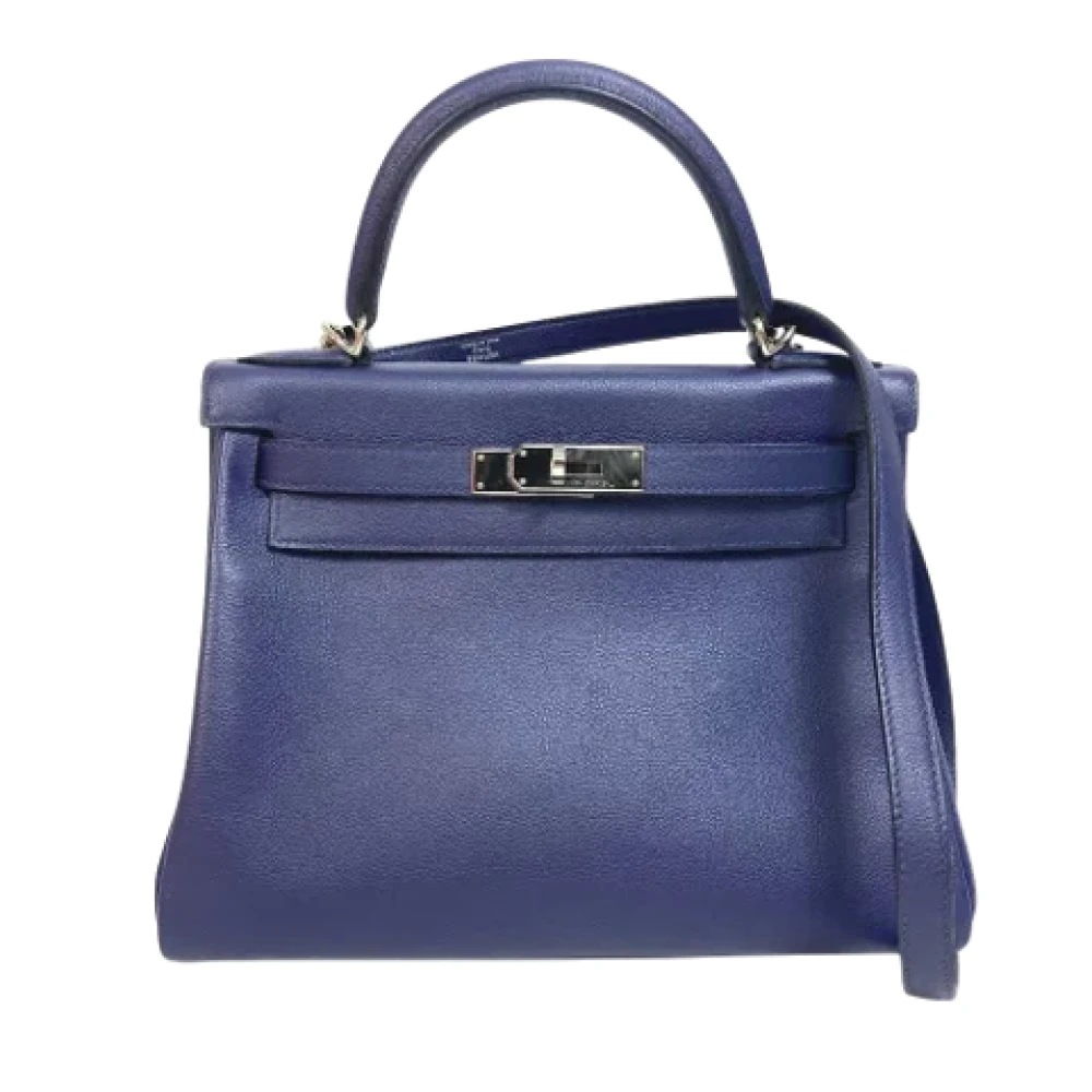 Hermès Vintage Pre-owned Leather handbags Blue Dames