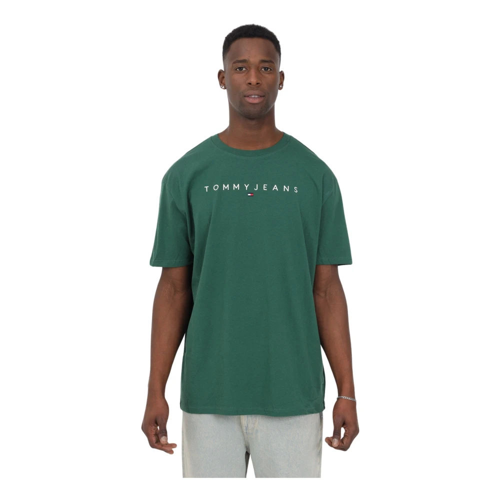 Tommy Jeans Grön Flaskhals T-shirt med Broderad Logotyp Green, Herr
