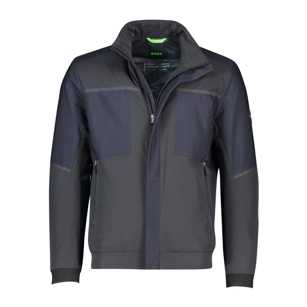 Hugo Boss Winterjas donkerblauw effen rits normale fit