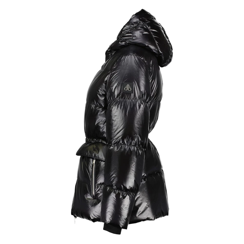 Moose Knuckles Zwarte Donsjas met Capuchon Black Dames