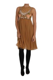 Crystal Silk Gold A-Line Gown Dress