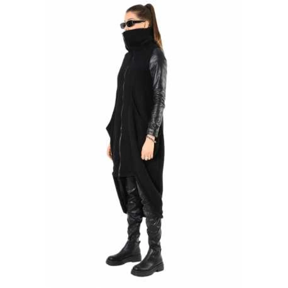 La Haine Inside Us Zwarte leren mouw lange jas Lw799 Black Dames