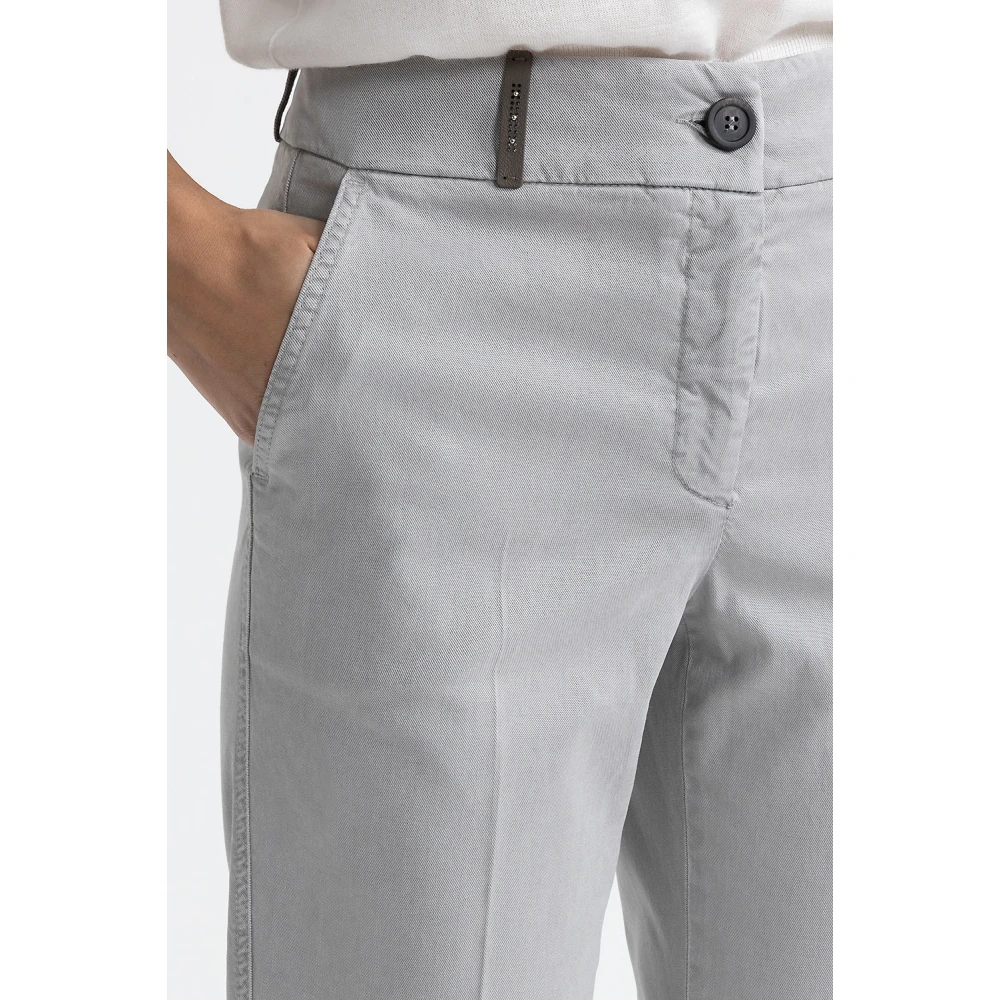 PESERICO Perzikkleurige gabardine sigarettenbroek Gray Dames