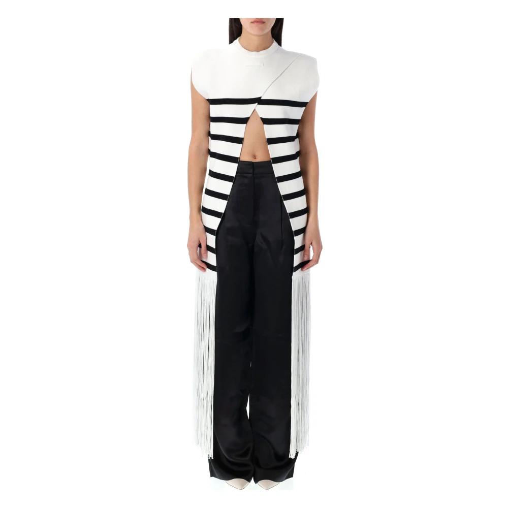 Jean Paul Gaultier Gefranjerde Gestreepte Marinière Top White Dames