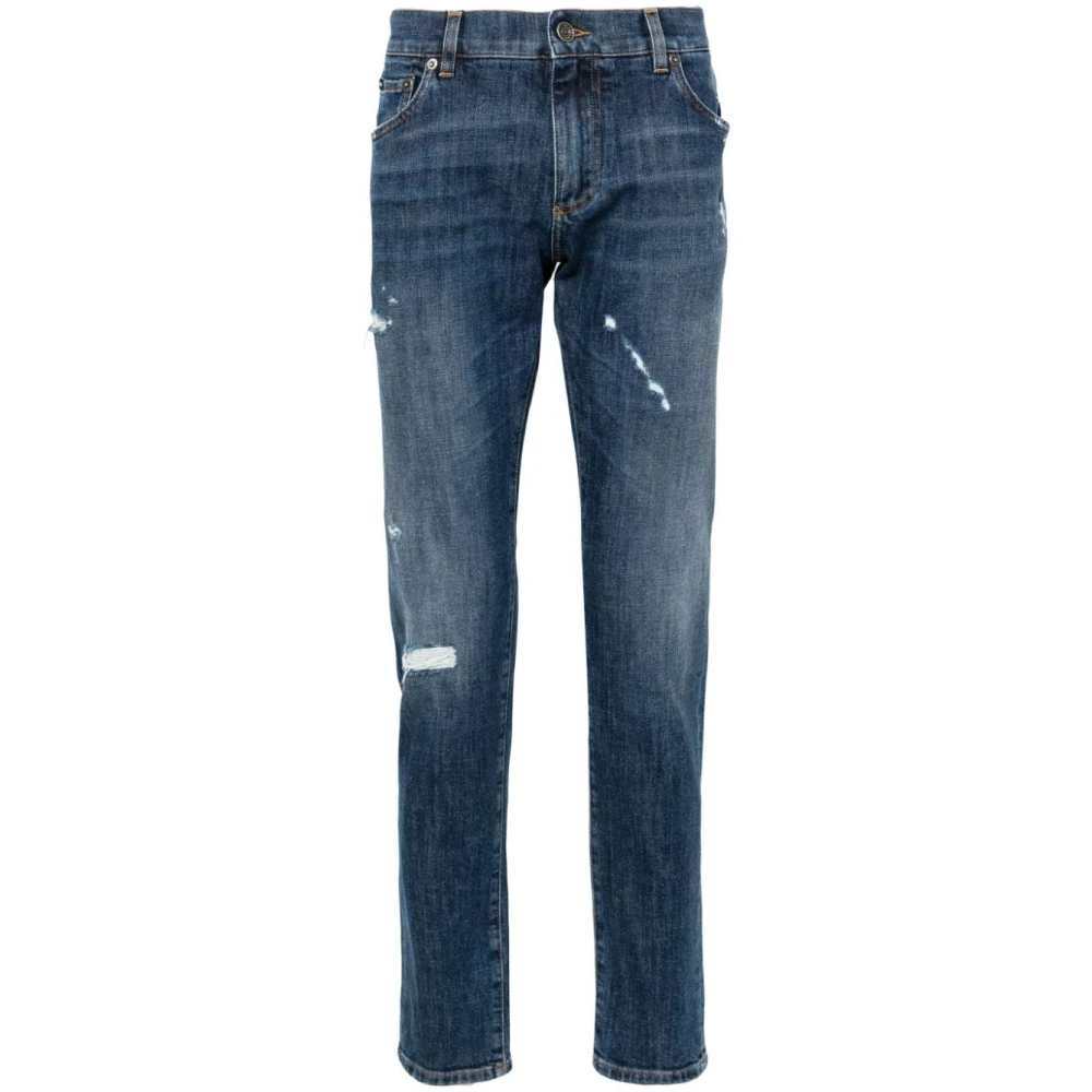 Dolce & Gabbana Lusso Denim Broek met Gescheurde Details Blue Heren