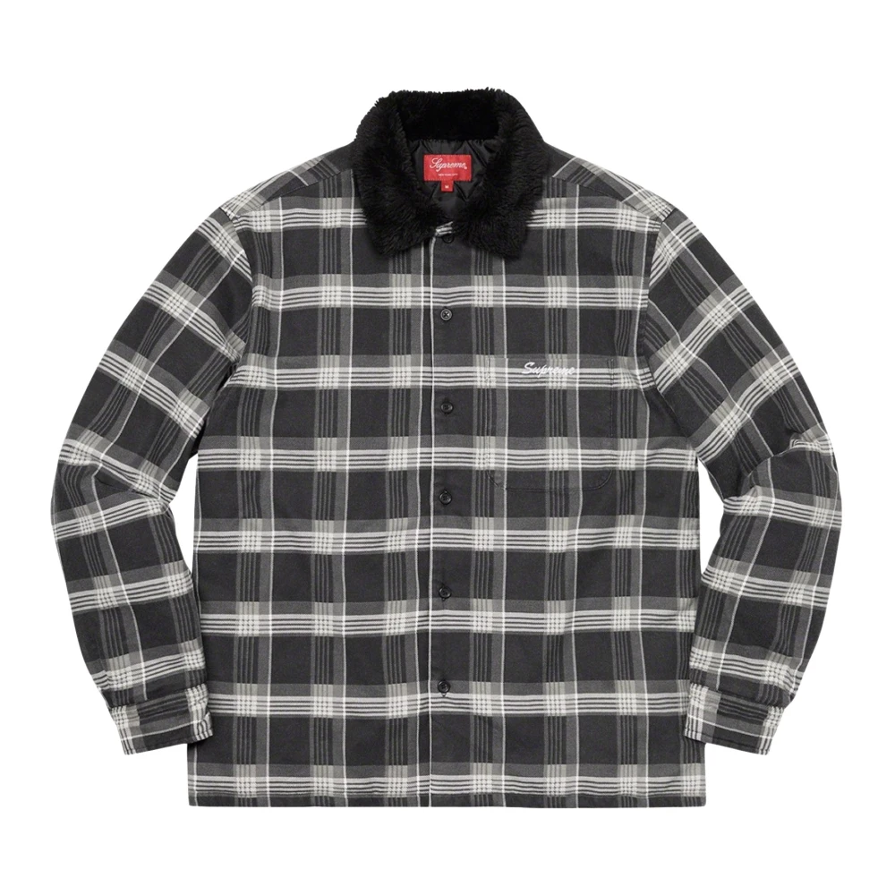 Supreme Beperkte Oplage Flanellen Shirt met Nepbont Kraag Black Heren