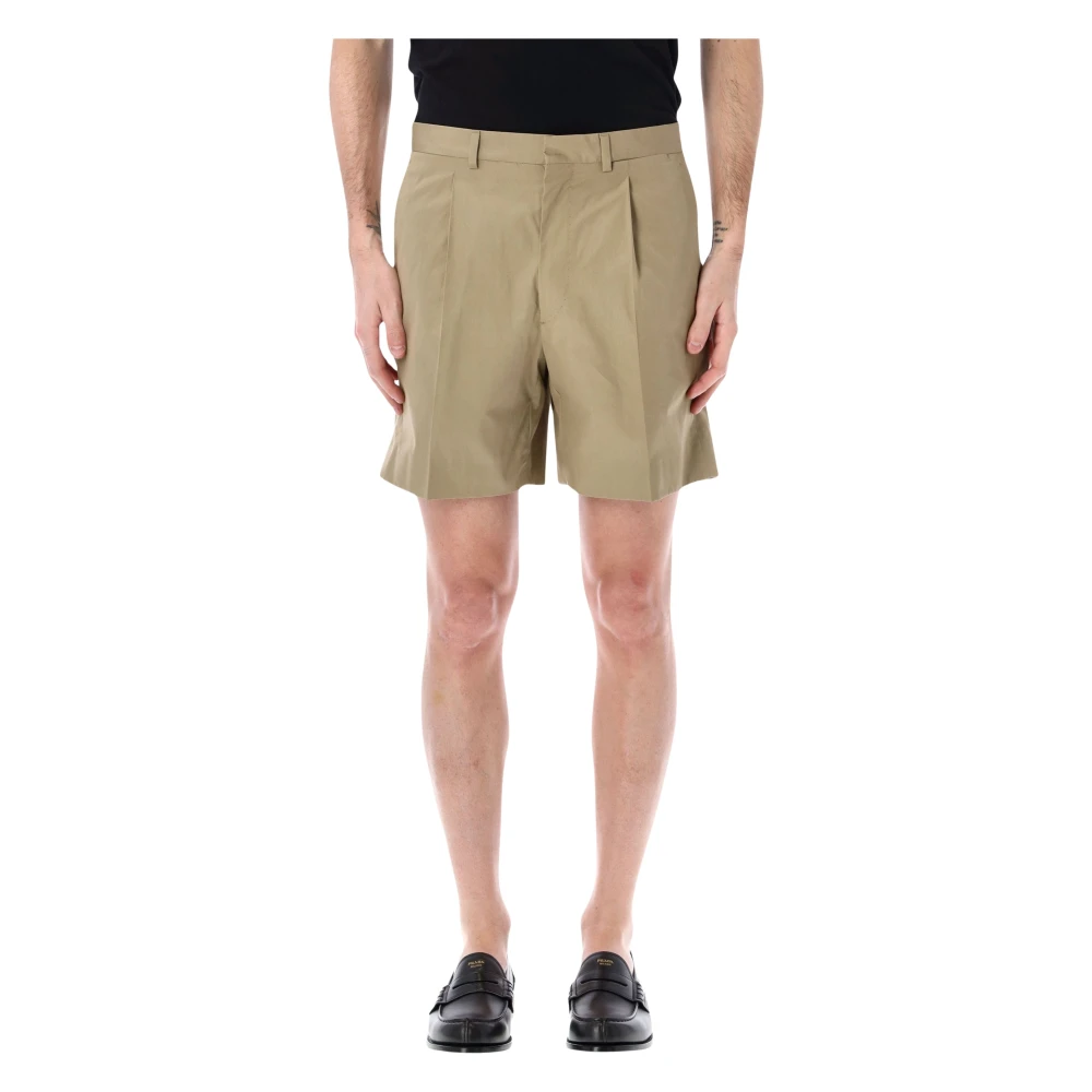Prada Bermuda Popeline - Male - Casual Shorts - Beige - M - Shorts