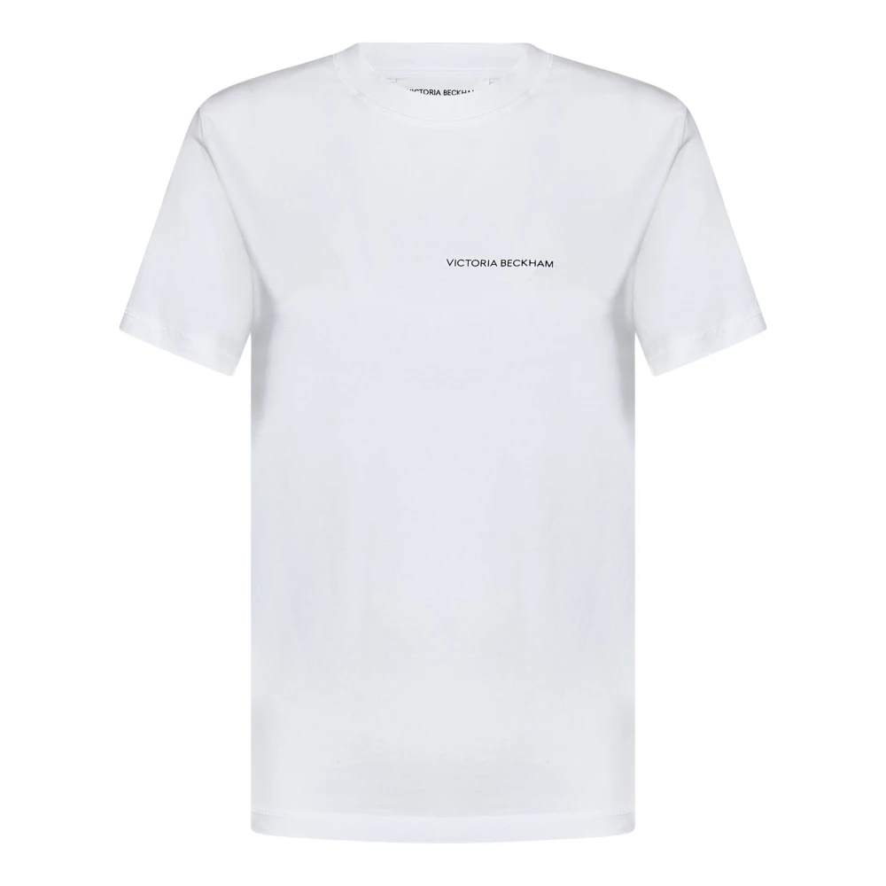 Victoria Beckham Chique Wit T-shirt met Zwart Logo White Dames