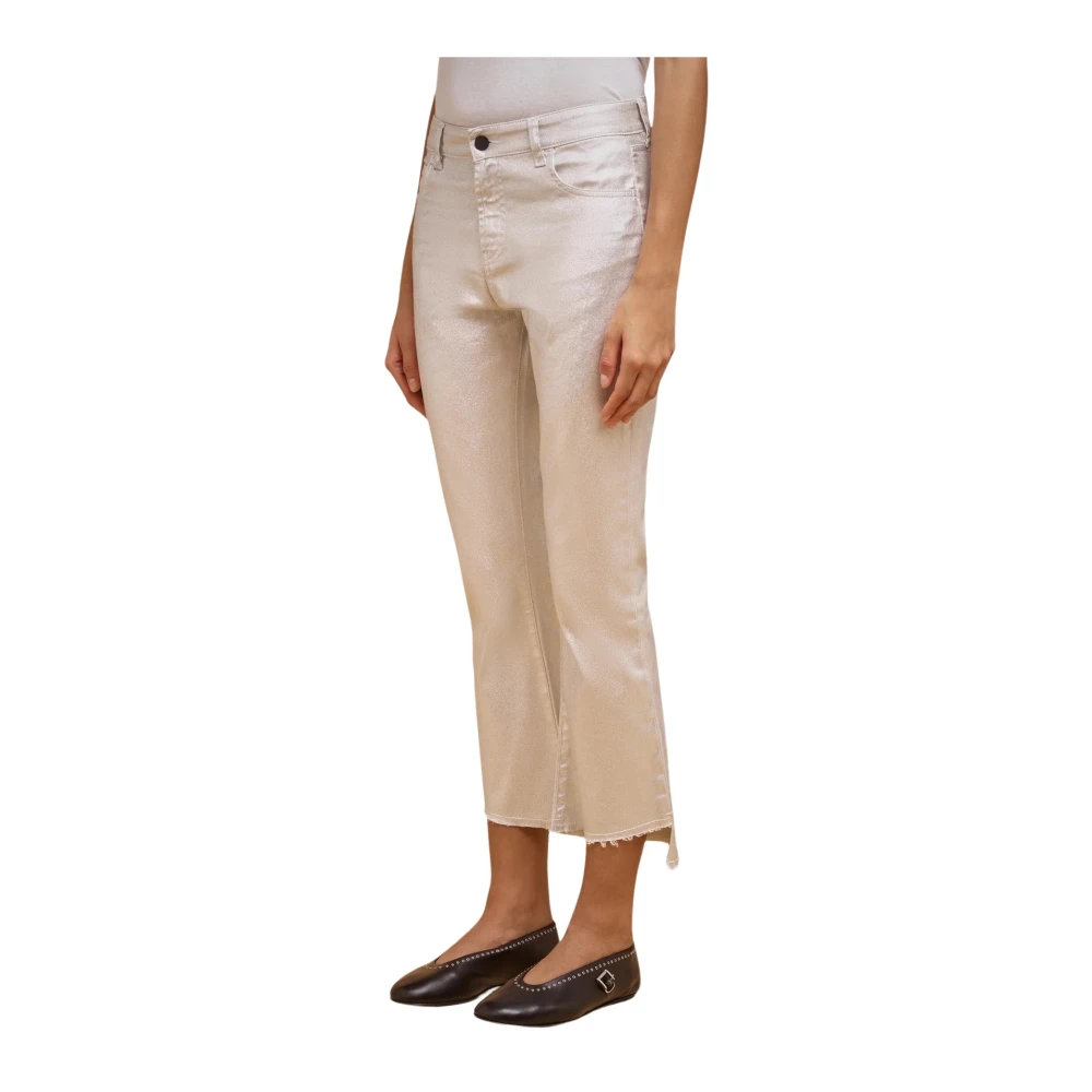 Liviana Conti Gelamineerde Flared Jeans met Franjes Gray Dames