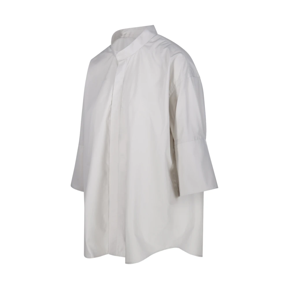 Ami Paris Mandarijn Kraag Shirt 193 Krijt White Dames