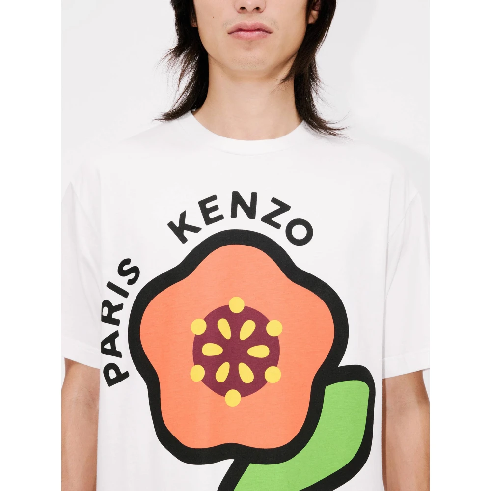 Kenzo Wit Bedrukt Lichtgewicht Jersey T-shirt White Heren