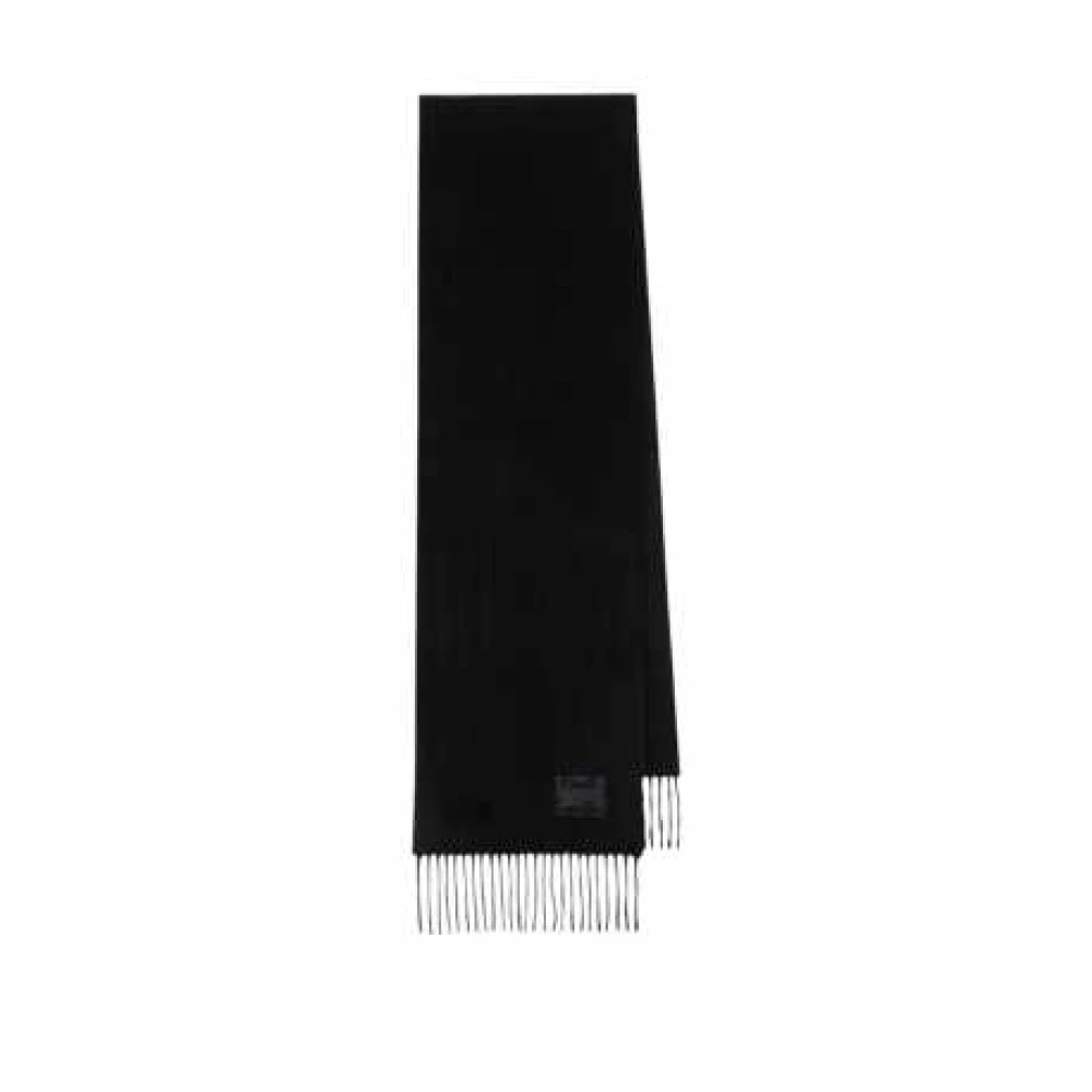 Paul Smith Zwarte Kasjmier Sjaal met Franjes Black Unisex