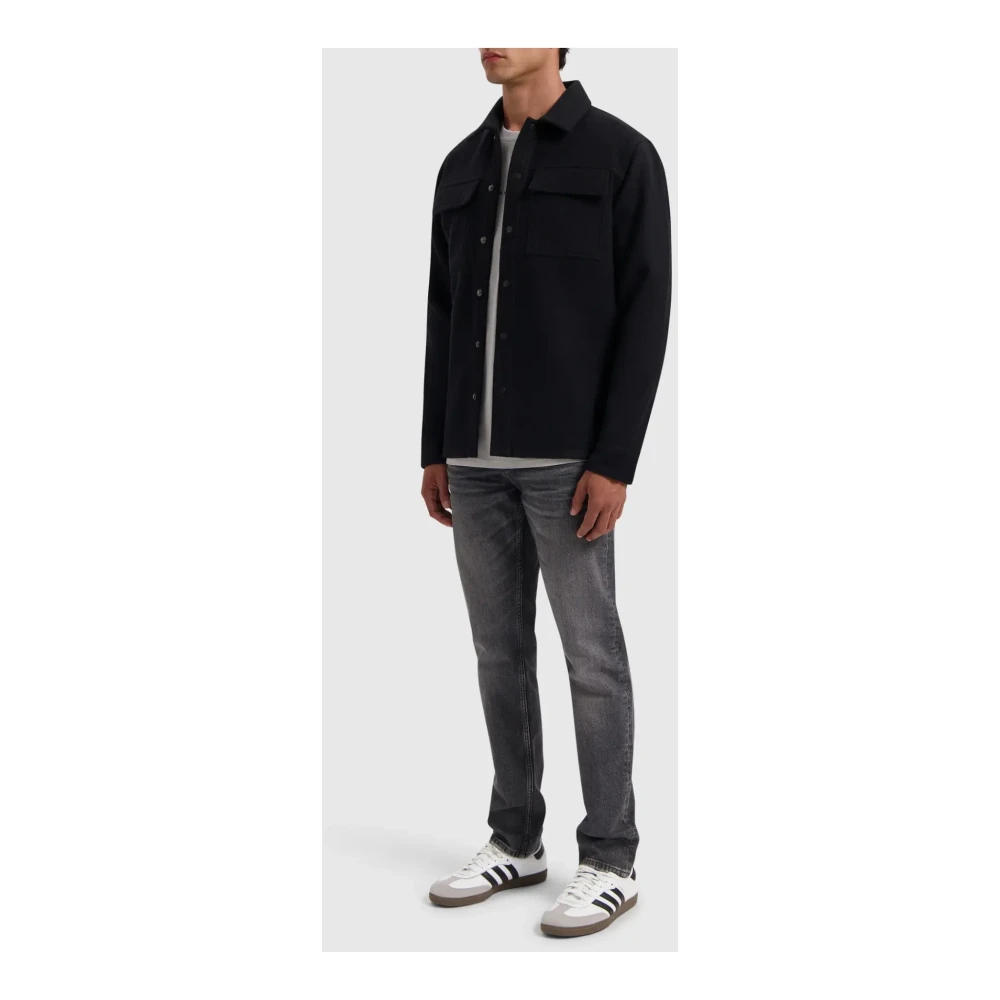 Pure Path Zwarte Flanellen Overshirt Black Heren