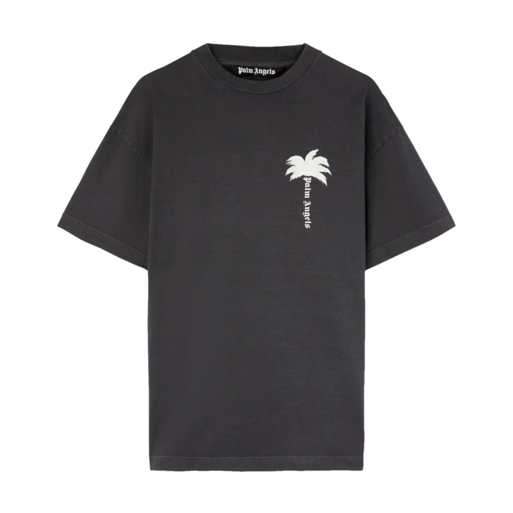 Palm Angels Grijze Palmboomprint T-shirt Gray Heren