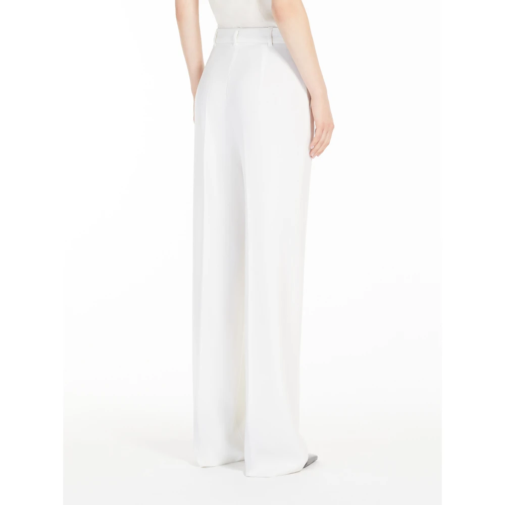 Max Mara Studio Zuivere wol crêpe satijnen broek White Dames