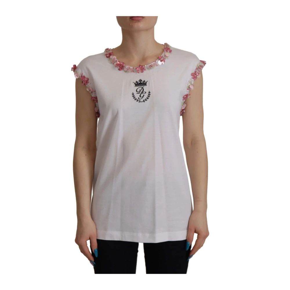 Dolce & Gabbana Women's White Crown Embellished Top