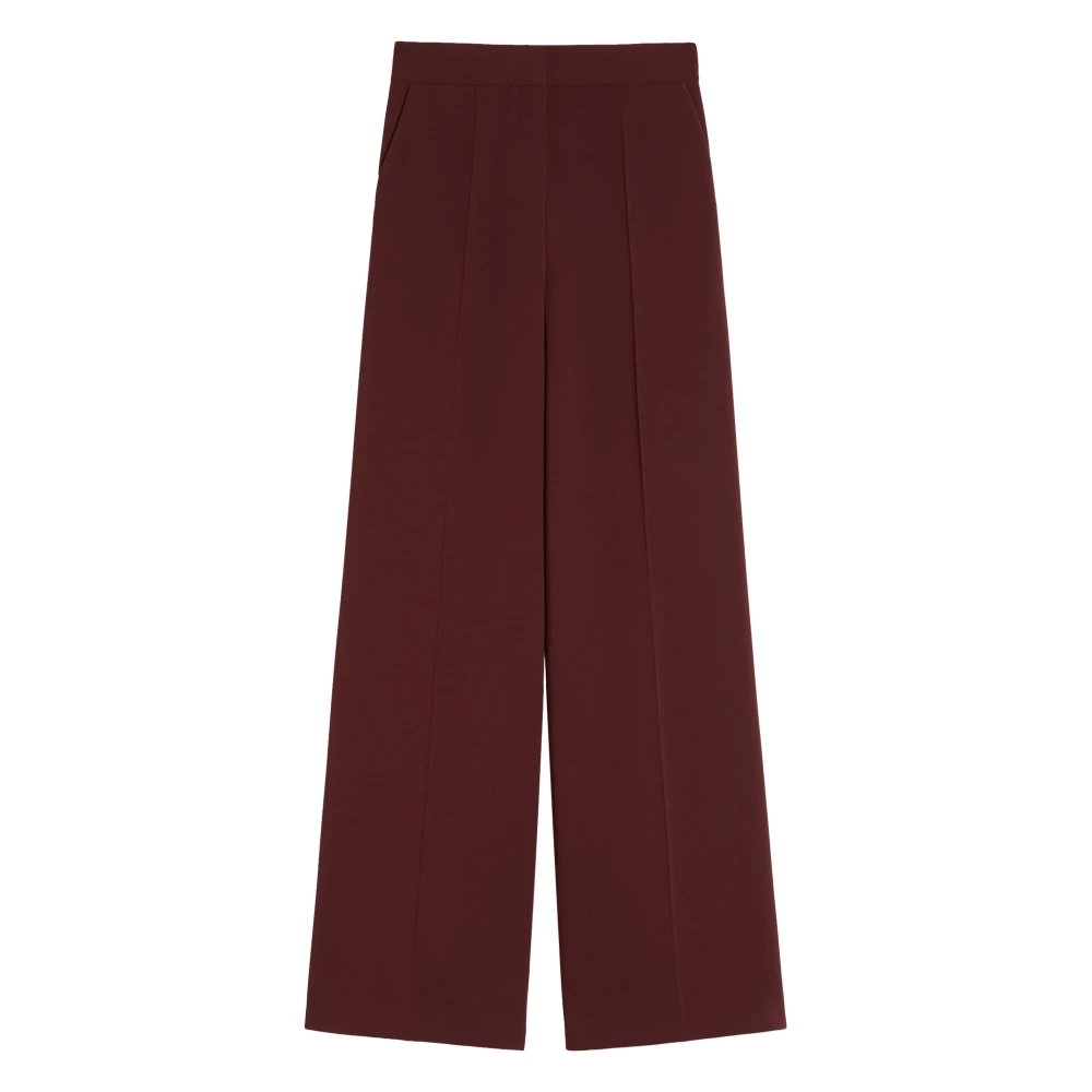 Max Mara Red Tuxedo-Style Cady Trousers - Female - Wide Trousers - Xs - Trousers