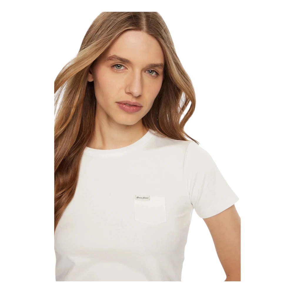 Guess Organische Katoen Slim Fit Jersey T-shirt White Dames