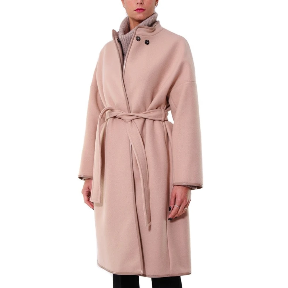pinko Oversized wollen jas met details van imitatieleer Pink Dames