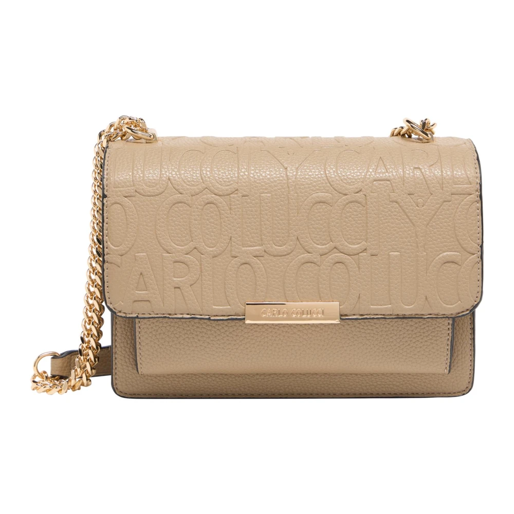 Carlo Colucci Women's Beige Shoulder Bags, One Size, Shoulder Bag With Embossed Logo