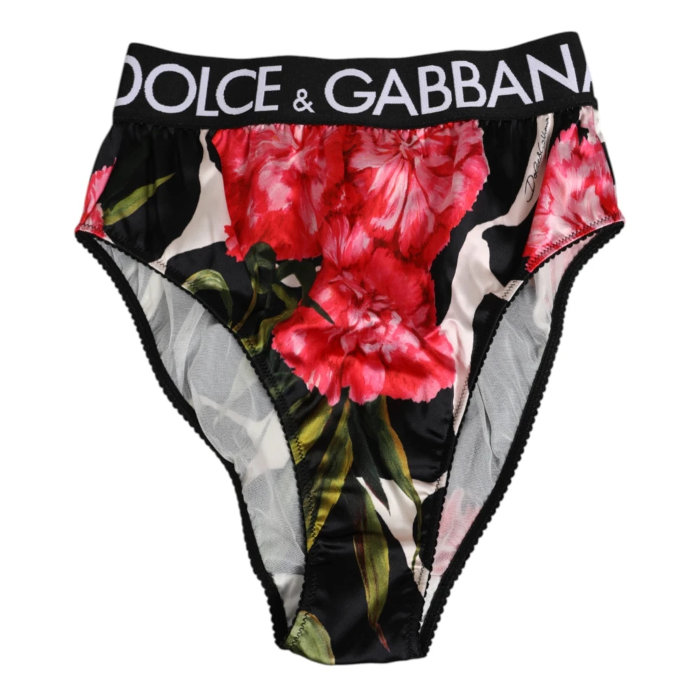 Dolce & Gabbana Women's Black Floral High Waist Panty Underwear
