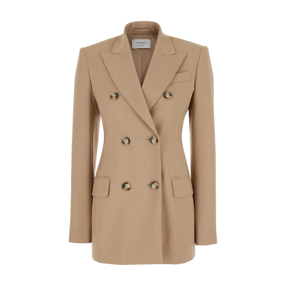 Sportmax Women's Beige Adamo Flared Double-Breasted Wool Jacket