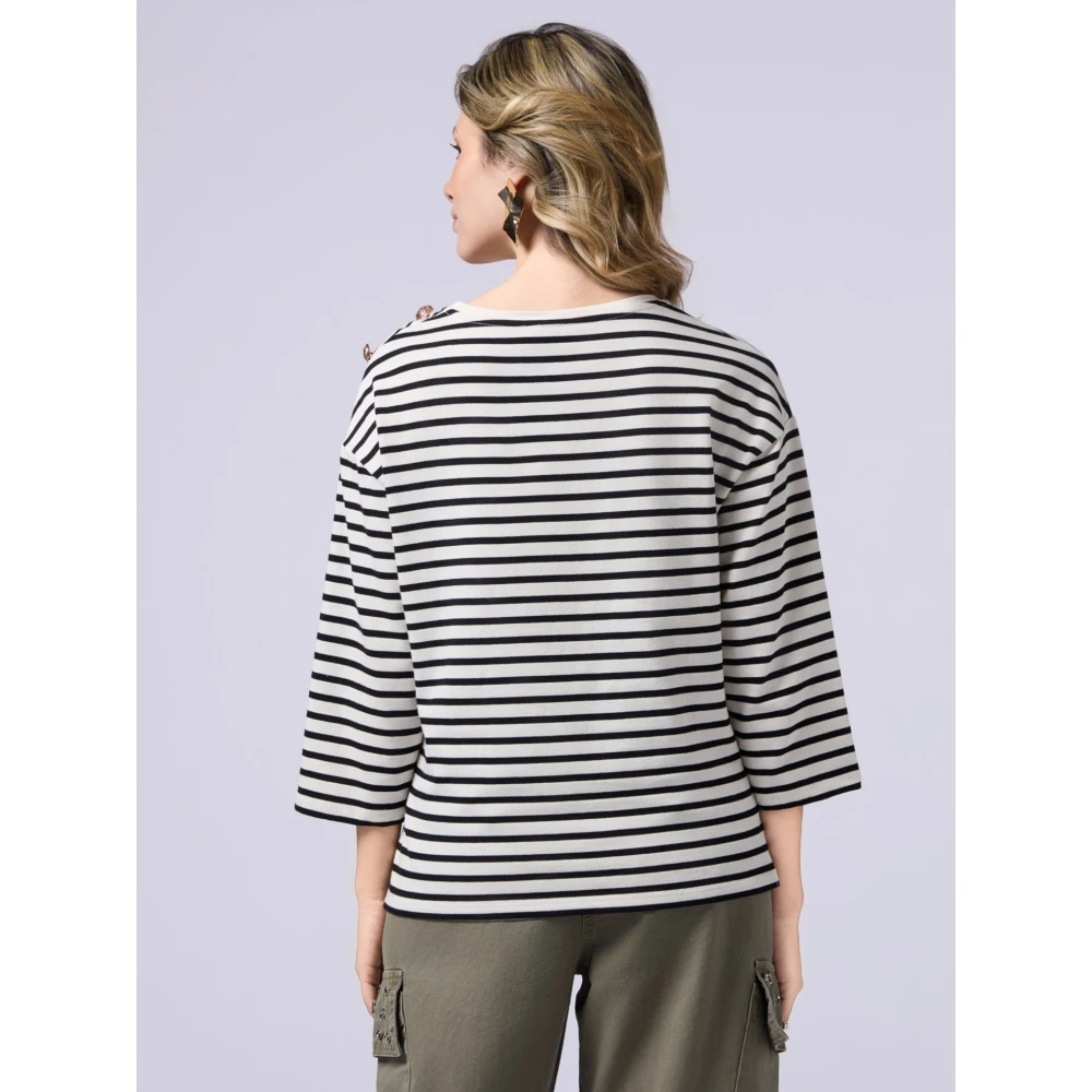 Oltre Lange mouwen T-shirt gemaakt van dik katoen White Dames
