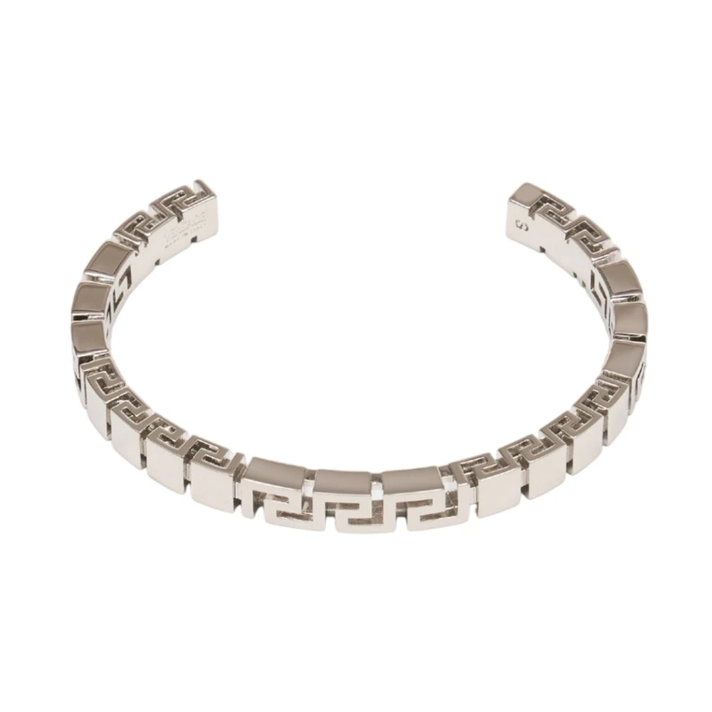 Versace Men's Gray Greca Cuff Bracelet