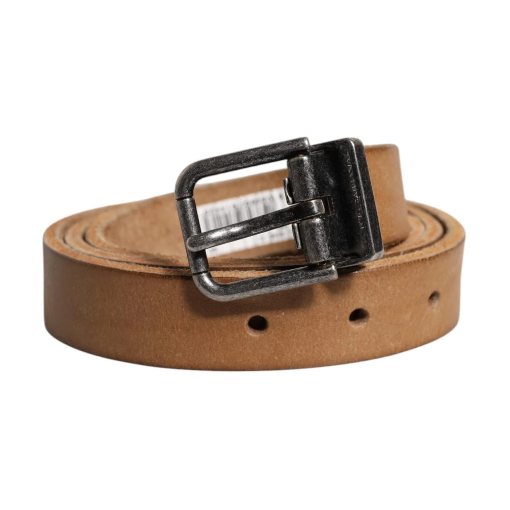 Dolce & Gabbana Brun Läderbälte Med Metallspänne