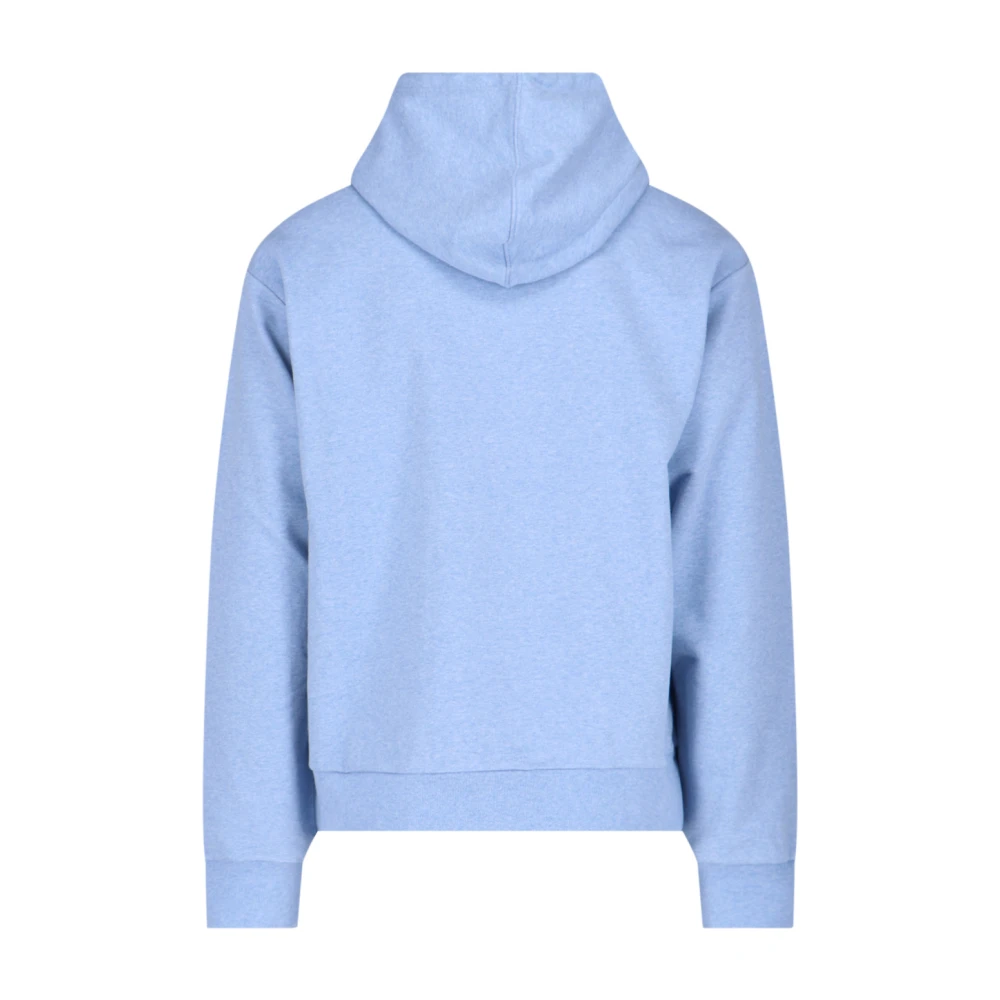 Marni Blauwe hoodie met rood logoborduursel Blue Heren