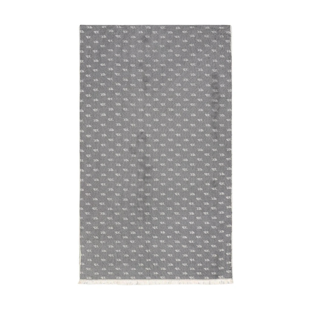 Armani Exchange Jacquard Viscose Scarf With Logo And Fringes - Female - Scarves - Gray - One Size - Accessories