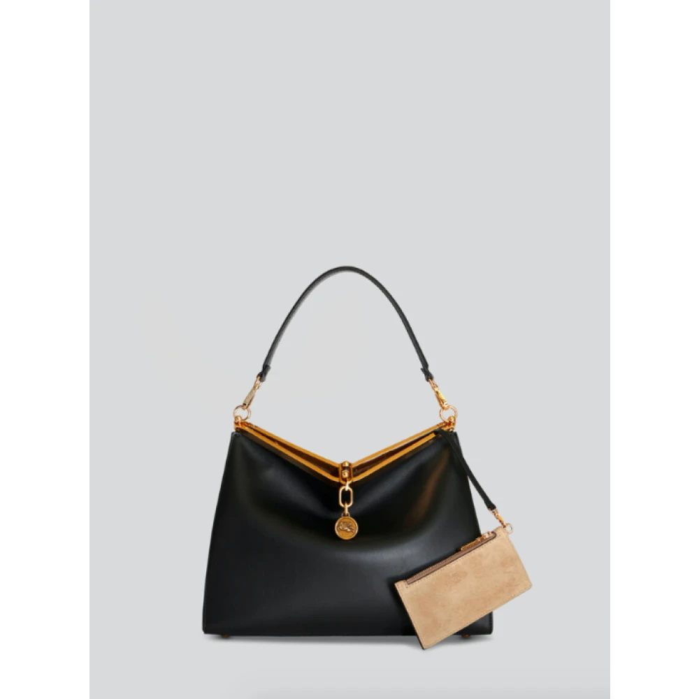 ETRO Zwarte Leren Schoudertas Vela Black Dames