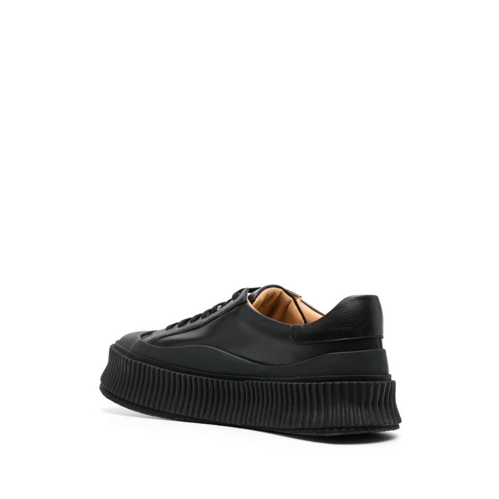Jil Sander Zwarte Leren Platform Sneakers Black Heren