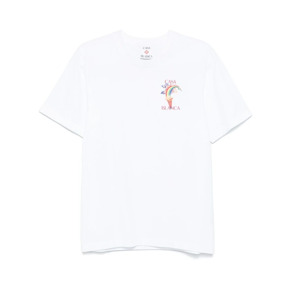 Casablanca Wit Logo Print Crew Neck T-shirt White Heren