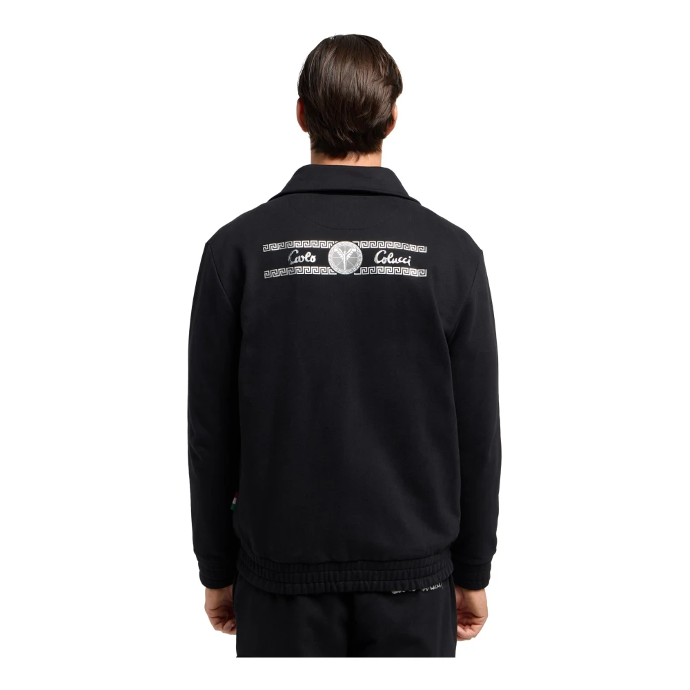 carlo colucci Stijlvol Zip-Through Sweatshirt voor Heren Black Heren