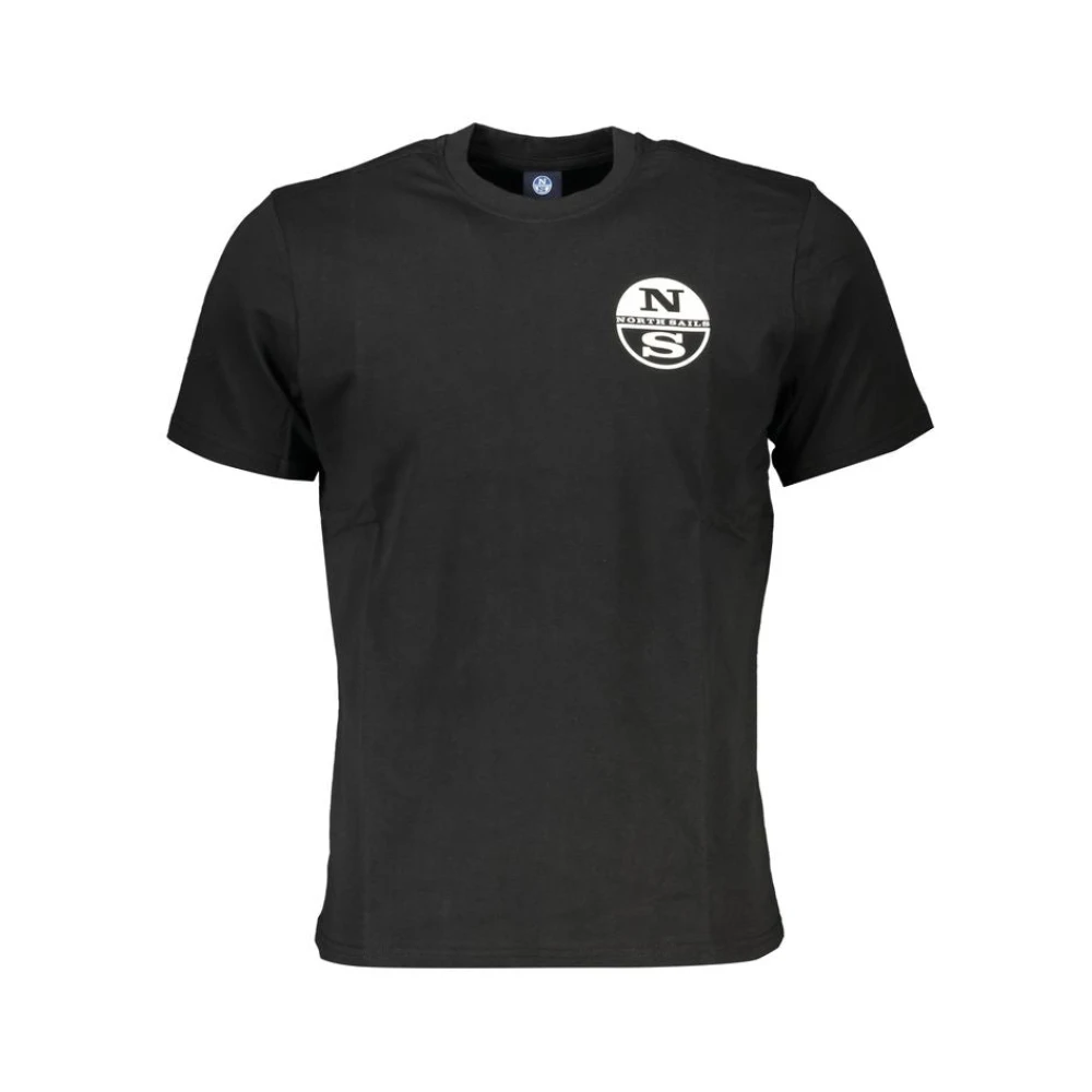North Sails Zwart Katoenen T-shirt met Print Logo Black Heren