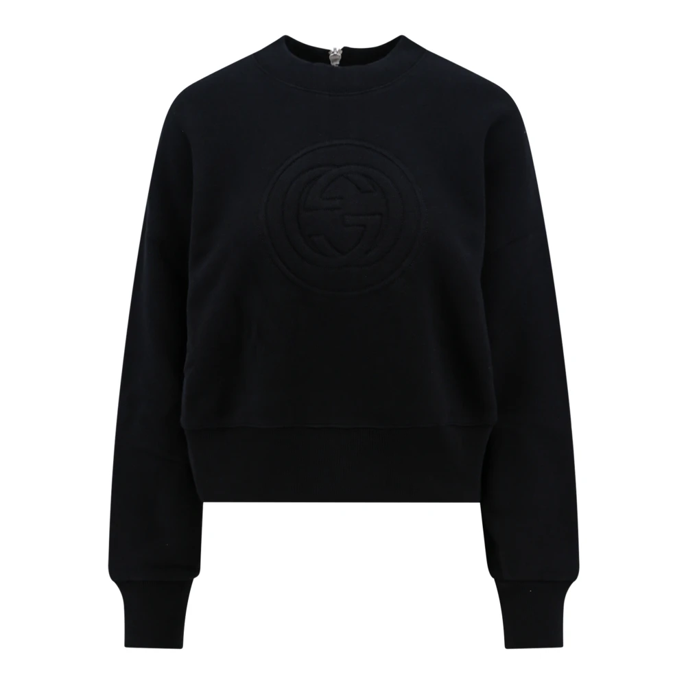 Gucci Logo Katoenen Sweatshirt Black Dames