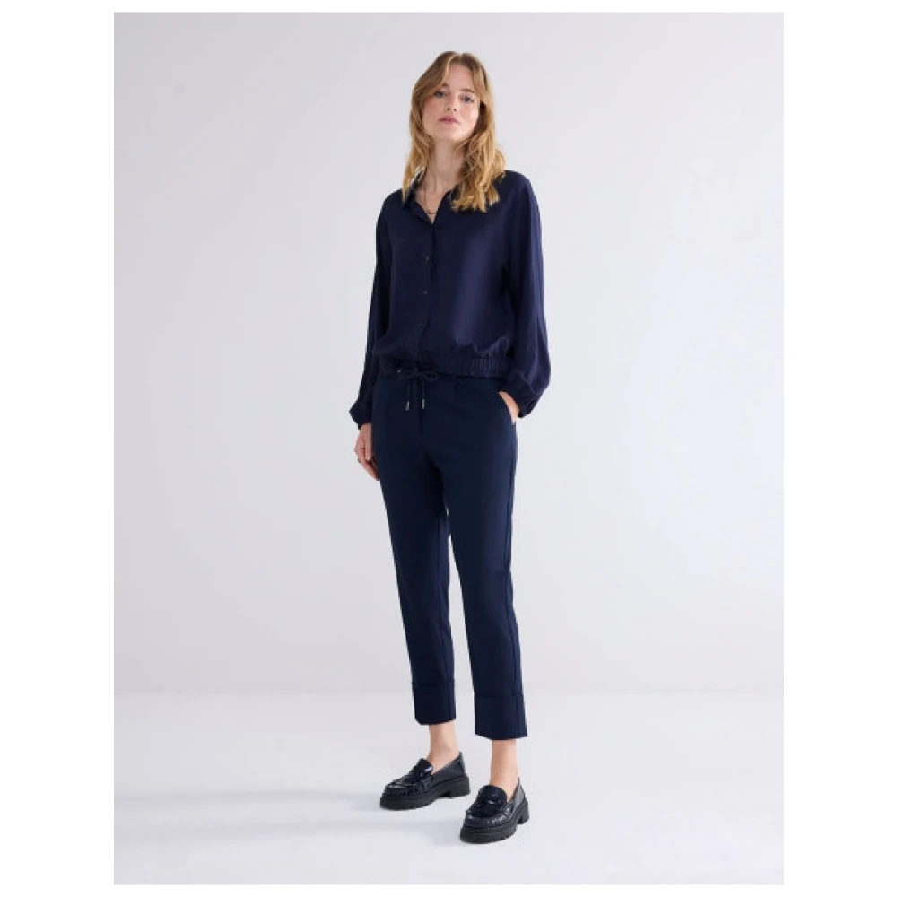 Summum Woman Moderne Geplooide Broek Blue Dames
