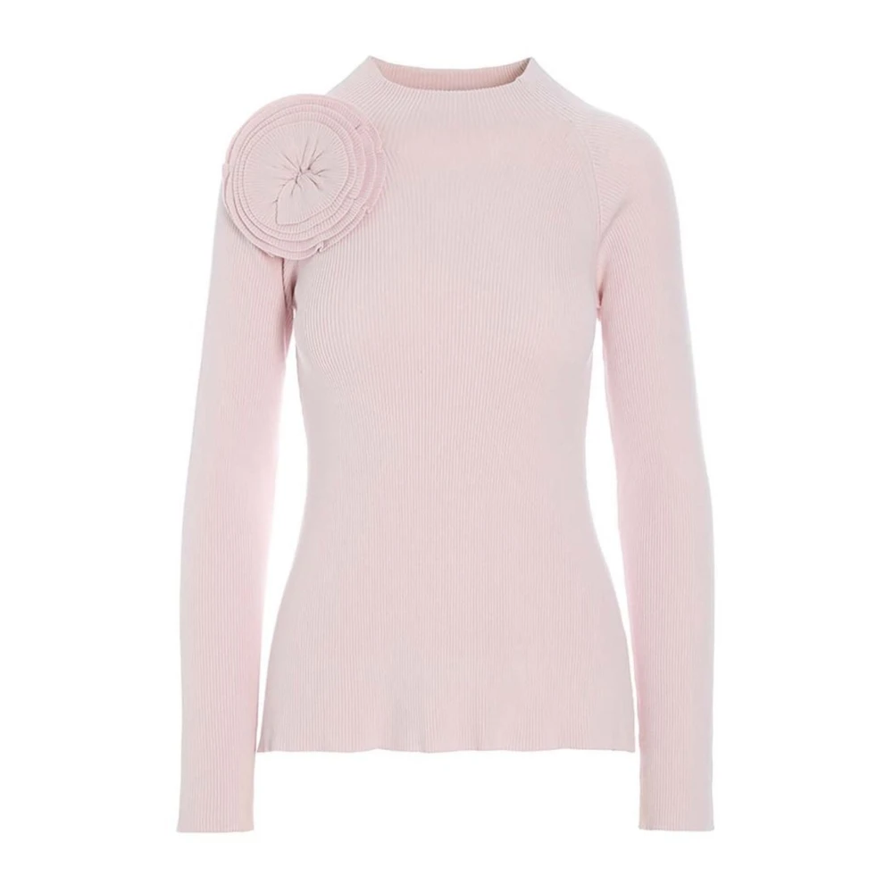 Bitte Kai Rand Ribgebreide blouse met bloemendecoratie Pink Dames