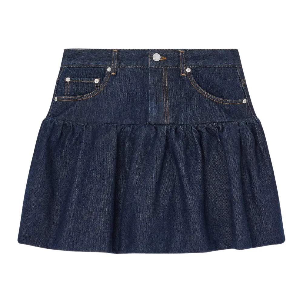 Ganni Denim Bubble Skirt - Female - Denim Skirts - Blue - Xs - Skirts