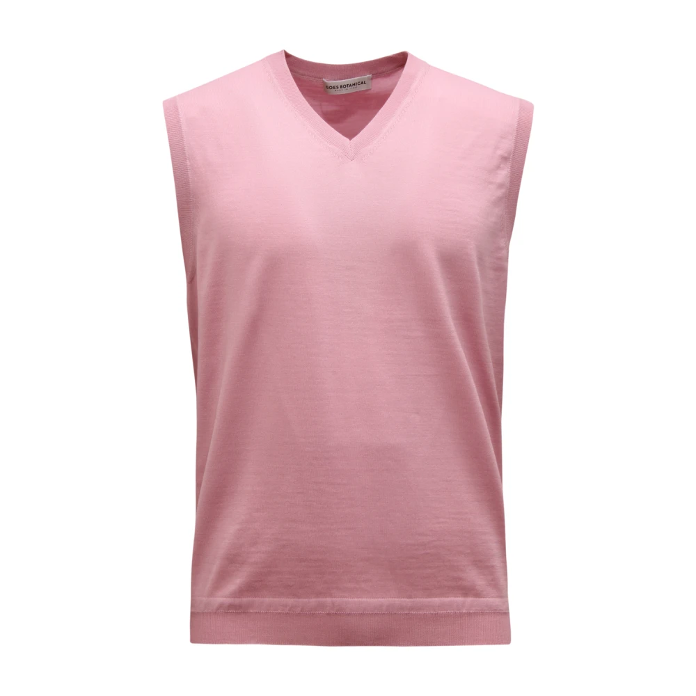Goes Botanical Pink Sleeveless Jumpers, Male, M, M7332 V-Neck Wool Waistcoat