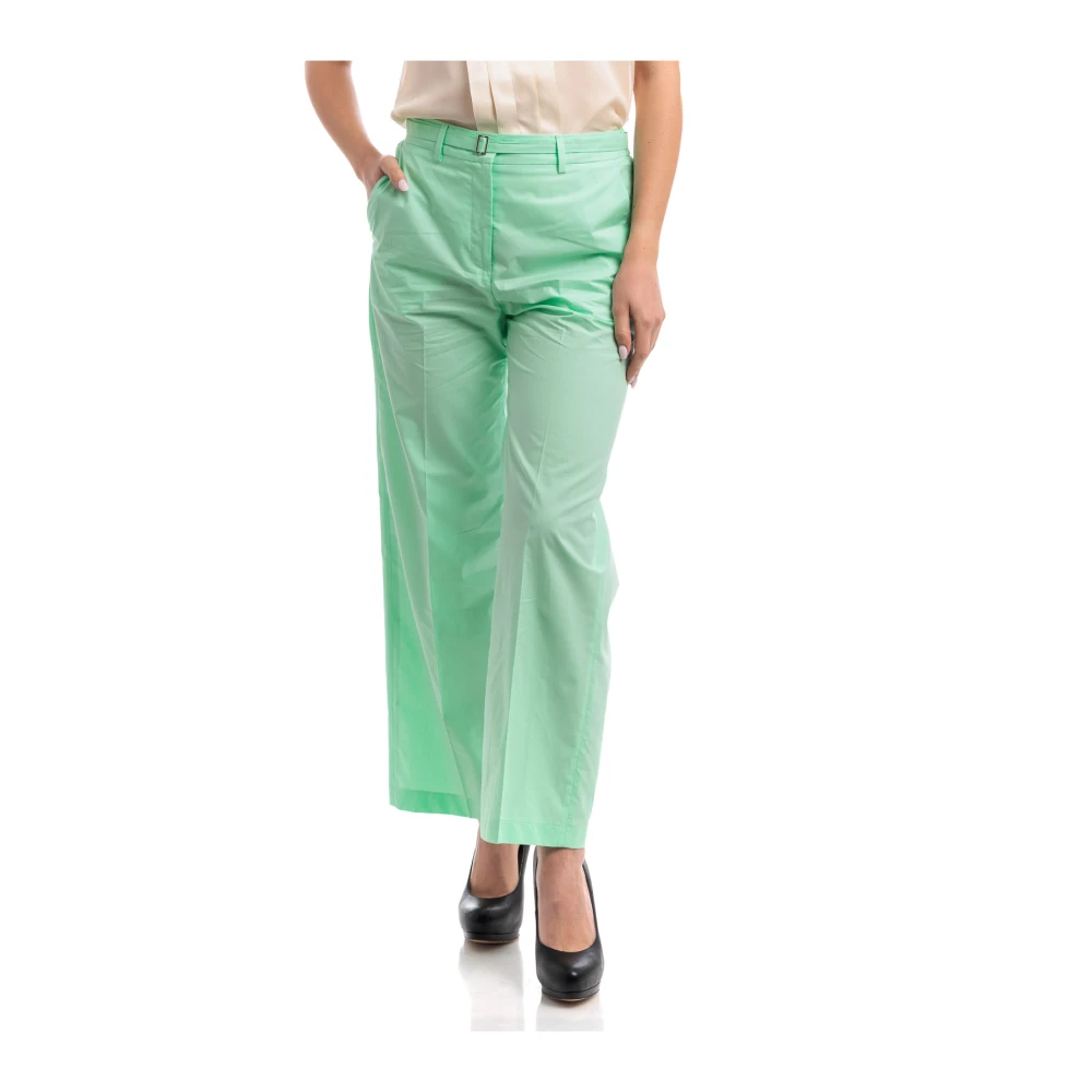 Seventy Katoenen enkellange rechte broek met riem Green Dames
