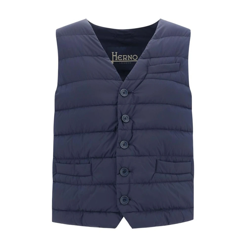 Herno Gewatteerde V-halsvest met verstelbare tailleband Blue Heren