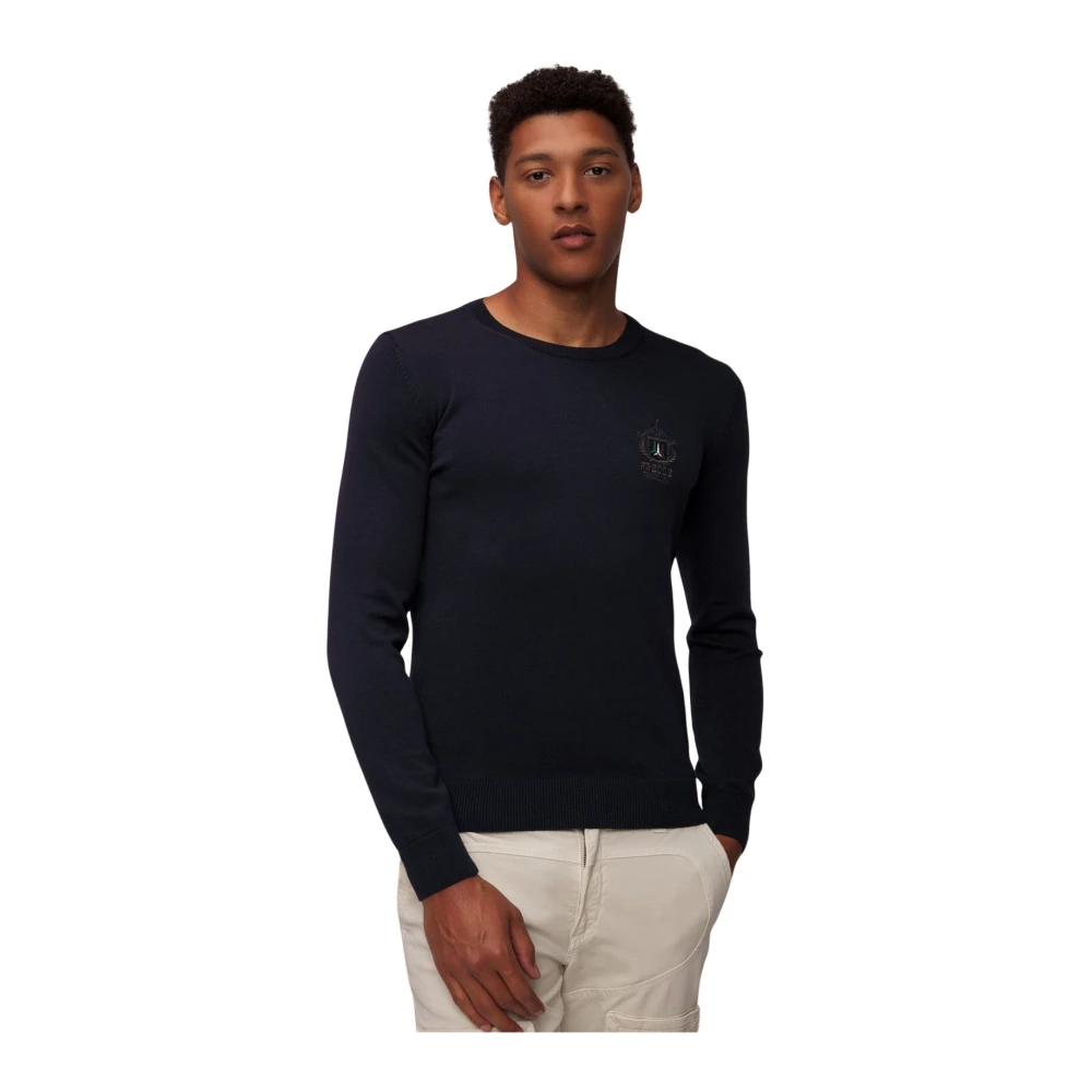 Aeronautica militare Donkerblauwe Crewneck Sweater Blue Heren
