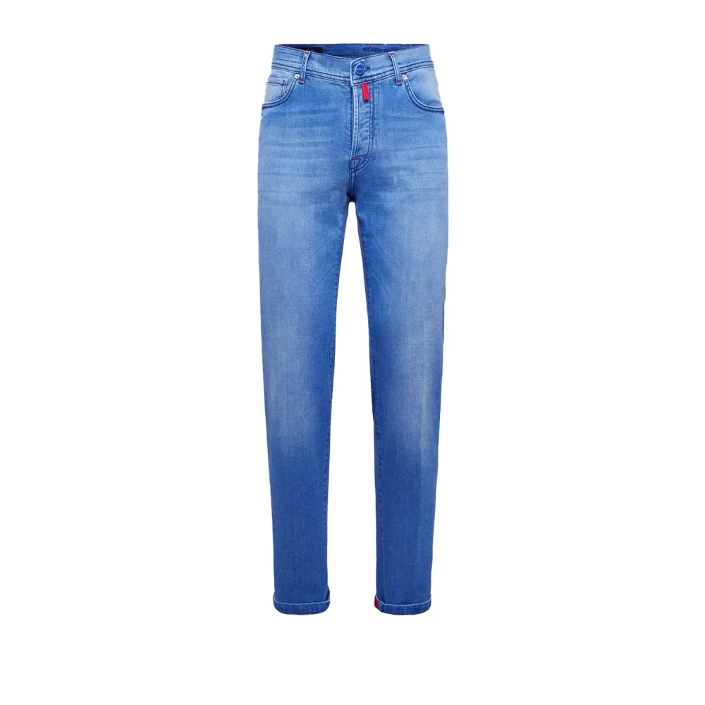 Kiton Biologische Katoen Denim Jeans Blue Heren